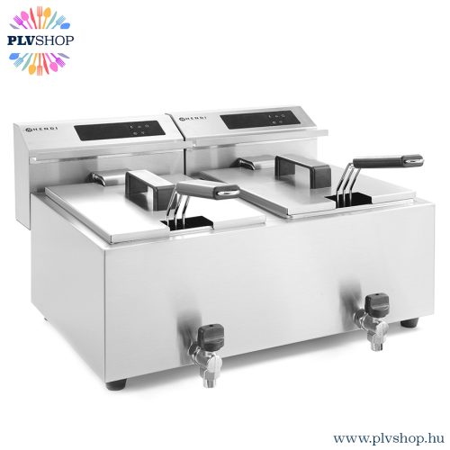 plvshop.hu - Fritőz 2 x 8 liter Mastercook digitális leengedő csappal Hendi 207376