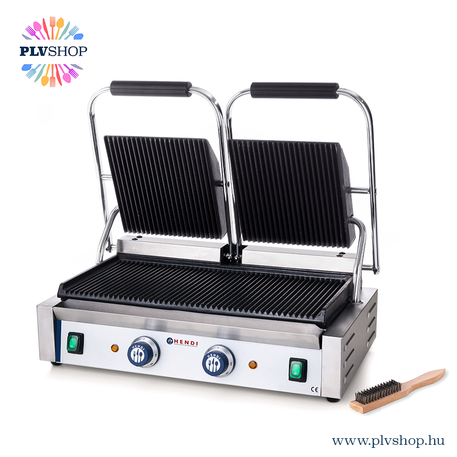 Hendi_263709 plvshop.hu - Kontakt grill dupla alul/felül bordázott Hendi 263709