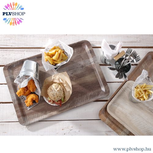 plvshop.hu - Melamin tálca tölgy optikával sötét 370mm Hendi 508954